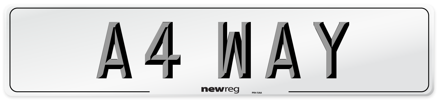 A4 WAY Number Plate from New Reg